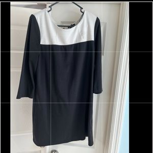 H&M Size Medium Black snd Cream 3/4 sleeve cotton dress